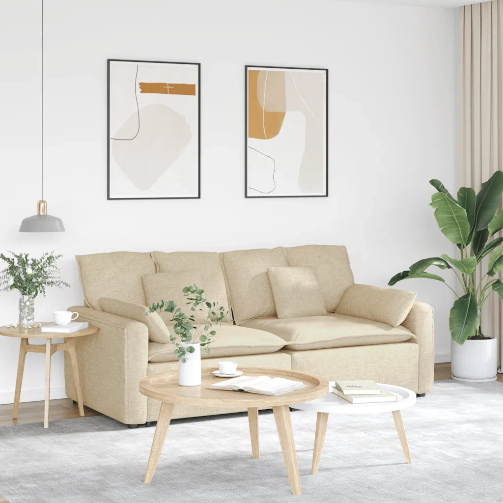 Divano Modulare con Cuscini-Sofa Modulare-Divanetto Crema