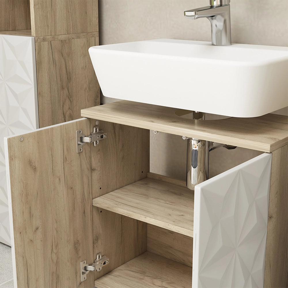 Vicco Mobile sottolavabo per bagno Bianco 60 x 57 cm con 2 porte