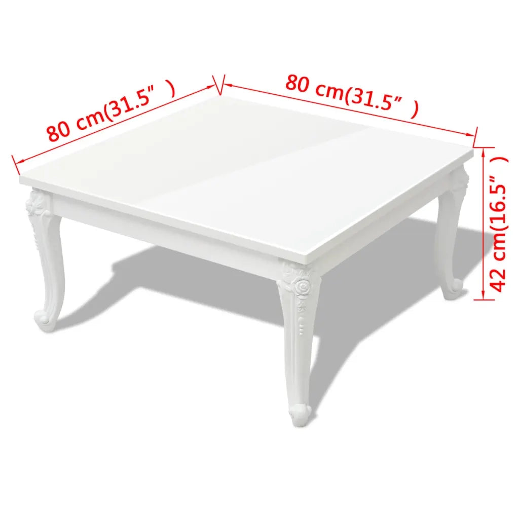 Tavolino da Salotto 80x80x42 cm Lucido Bianco 243379