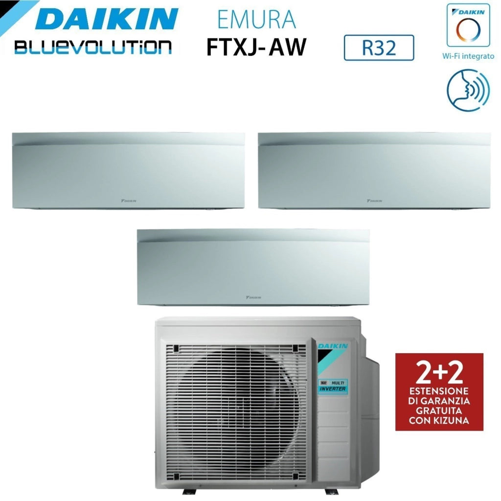 Climatizzatore Condizionatore Daikin Bluevolution Trial Split Inverter serie EMURA WHITE III 7+7+7 con 3MXM52N R-32 Wi-Fi Integrato 7000+7000+7000 Colore Bianco Opaco - Garanzia Italiana