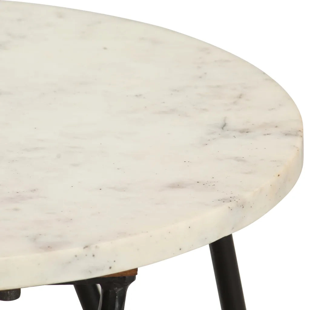 Tavolino da Salotto Bianco 40x40x40cm Pietra Vera Testura Marmo 286443