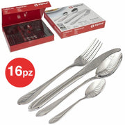 Set Servizio 16 Posate 4 Persone con Forchette Cucchiai Coltelli in Acciaio Inox
