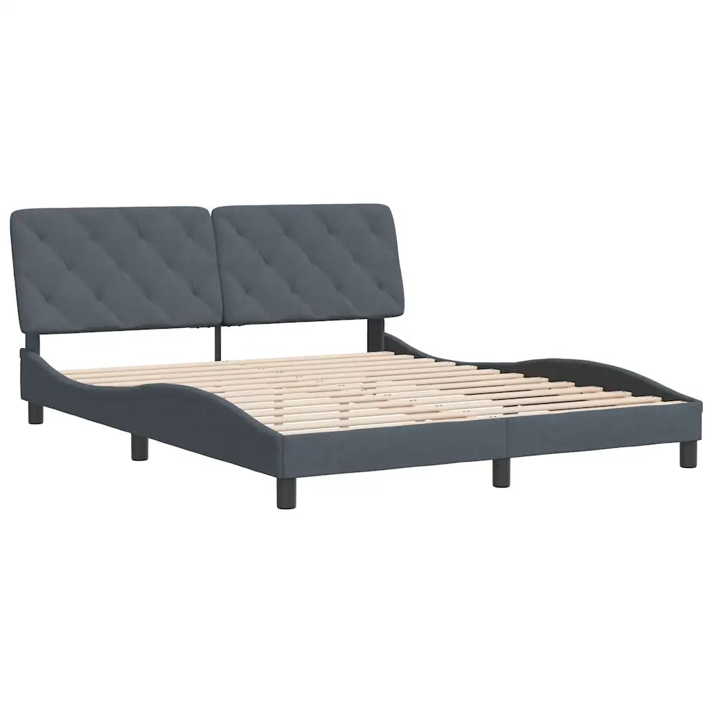 Giroletto senza Materasso Grigio Scuro 160x200 cm Velluto