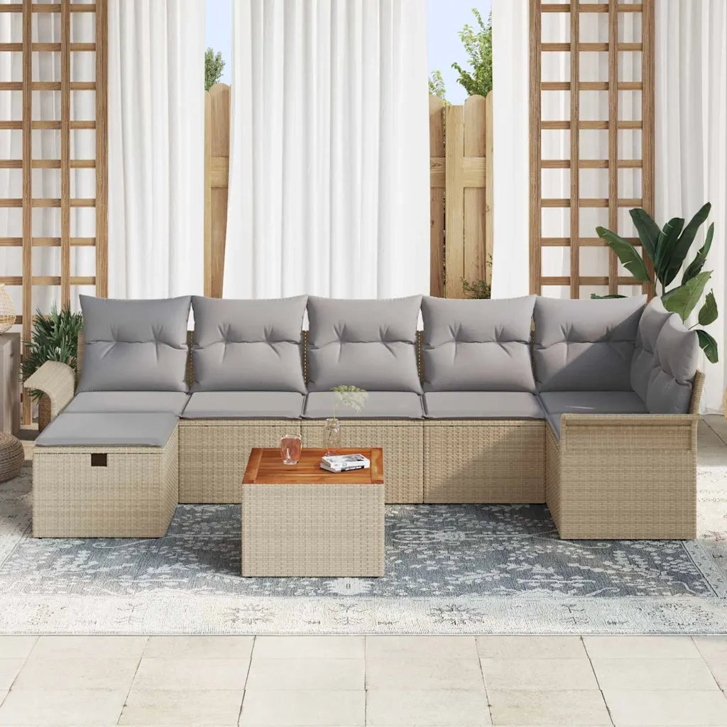 Set Divano da Giardino con cuscino 8 pcs Beige polyrattan 3359462
