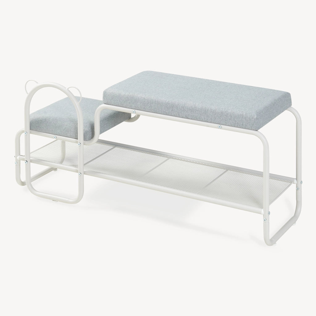 Panca Portascarpe Jässaatka con Sgabello per Bambini 100 x 32 x 46 cm - Grigio [en.casa]