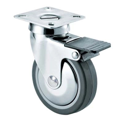 RUOTA A FORCELLA GIREVOLE + FERMO 220CBIS AVOA/ZINCR/GOMMA GRIGIA D.MM 60X24 P.MM 60X60