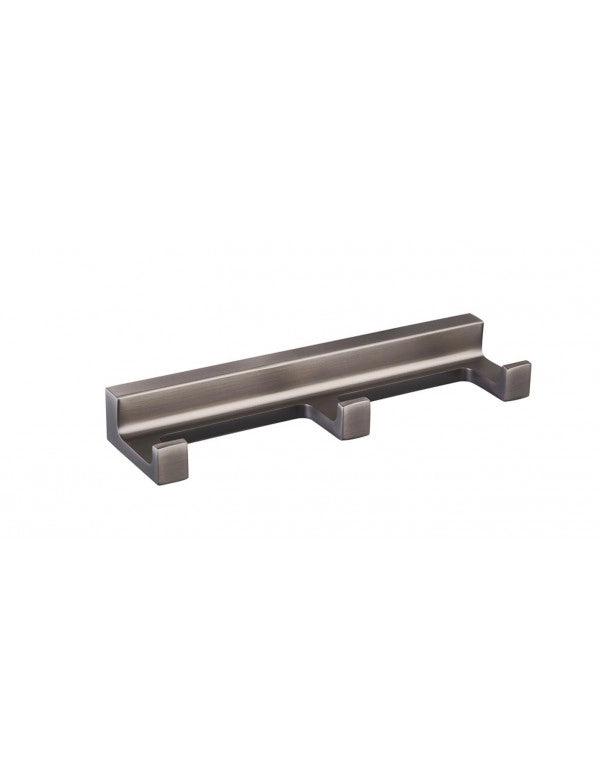 Gancio appendiabiti triplo NIL in metallo grigio ottone 16x4,2x2,1 cm
