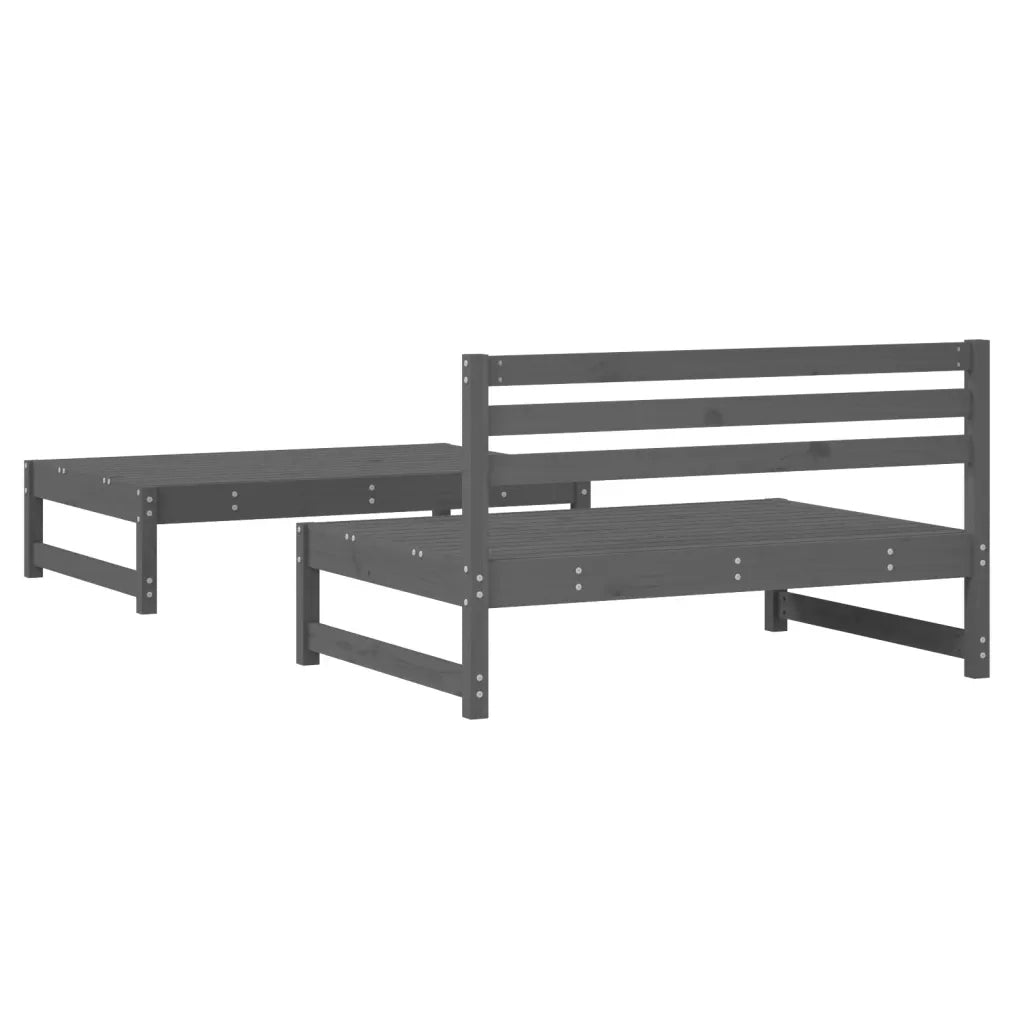 Salotto da Giardino-Set Salotto da Giardino 2 pz Grigio in Legno Massello di Pino