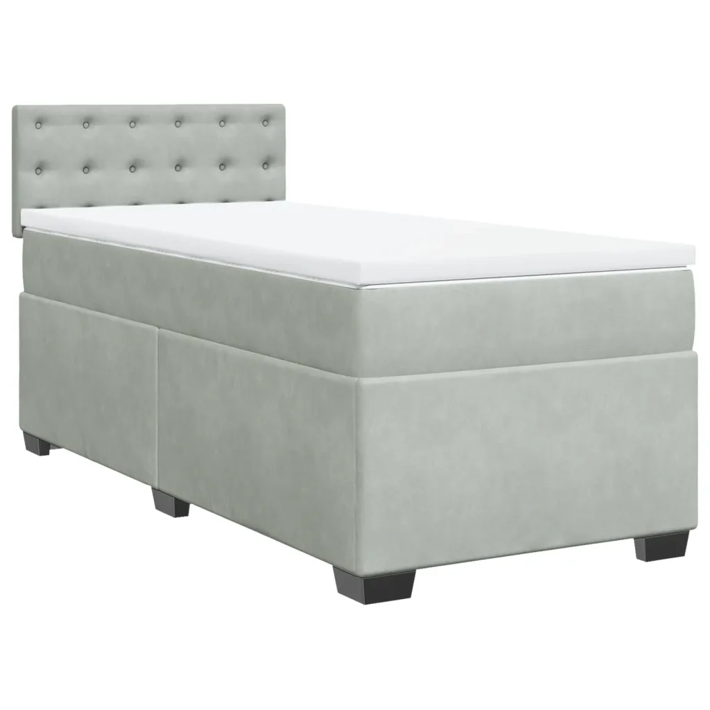 Giroletto a Molle con Materasso Grigio Chiaro 100x200cm Velluto 3288546