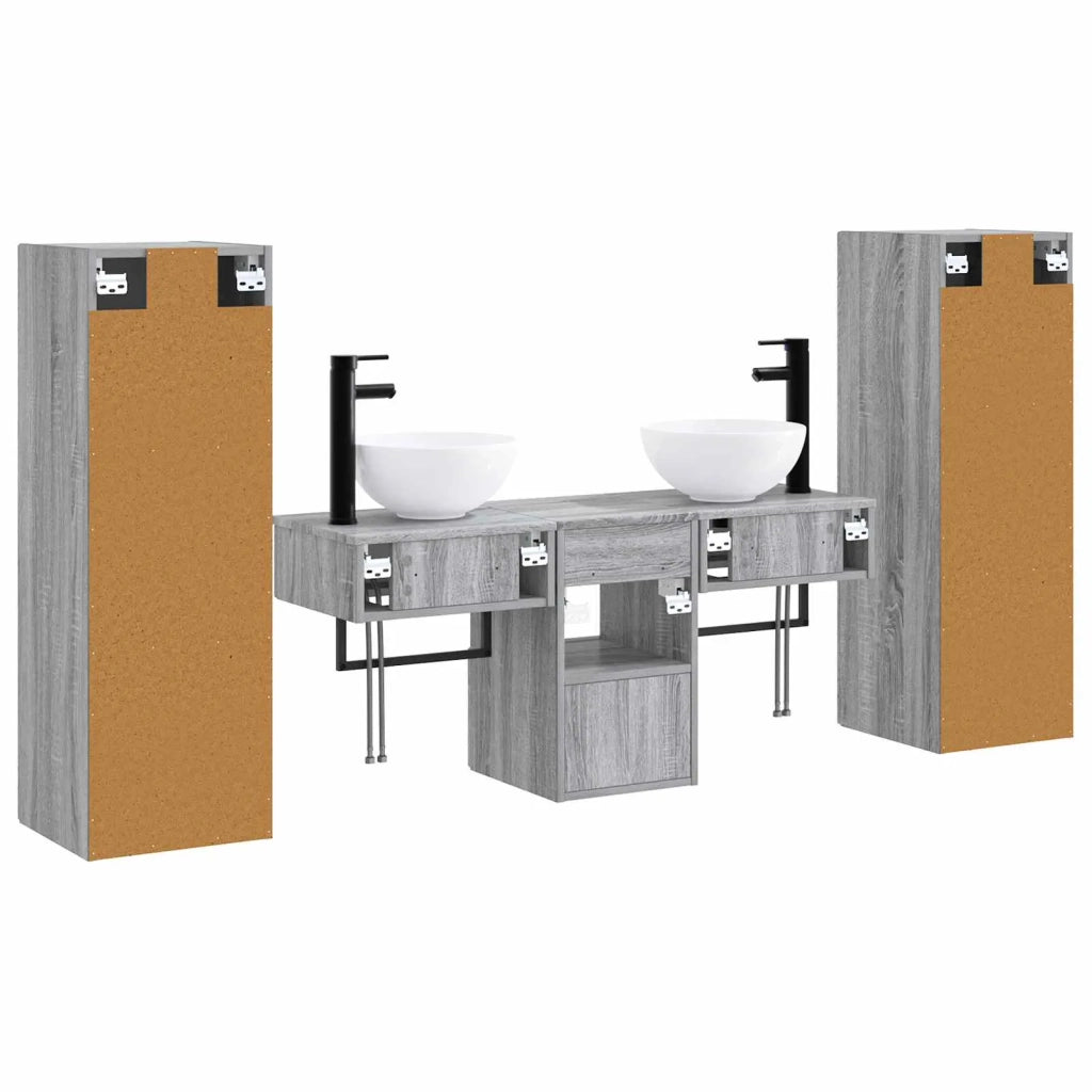 Set di mobili per il bagno 5 pz Sonoma grigio 3405969