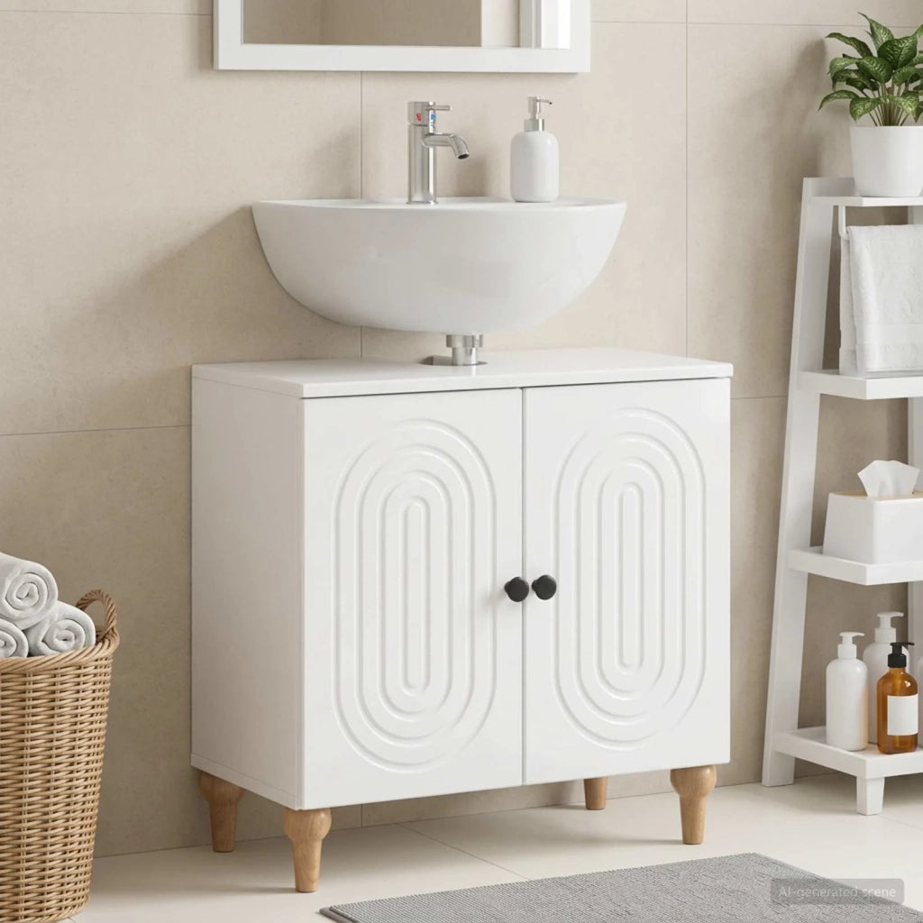 Armadio per Lavabo da Bagno ALKMAAR Bianco Lucido 896129