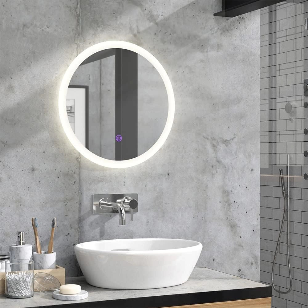 specchio bagno, Bianco, 50 x 50 cm Rotondo