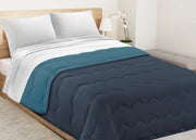 Trapunta Piumone Letto Invernale Imbottita 300gr Microfibra Double Face Bicolor - 2 Piazze - Petrolio-Oceano
