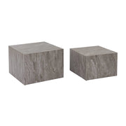 Set di 2 tavolini quadrati con effetto marmo, grigio