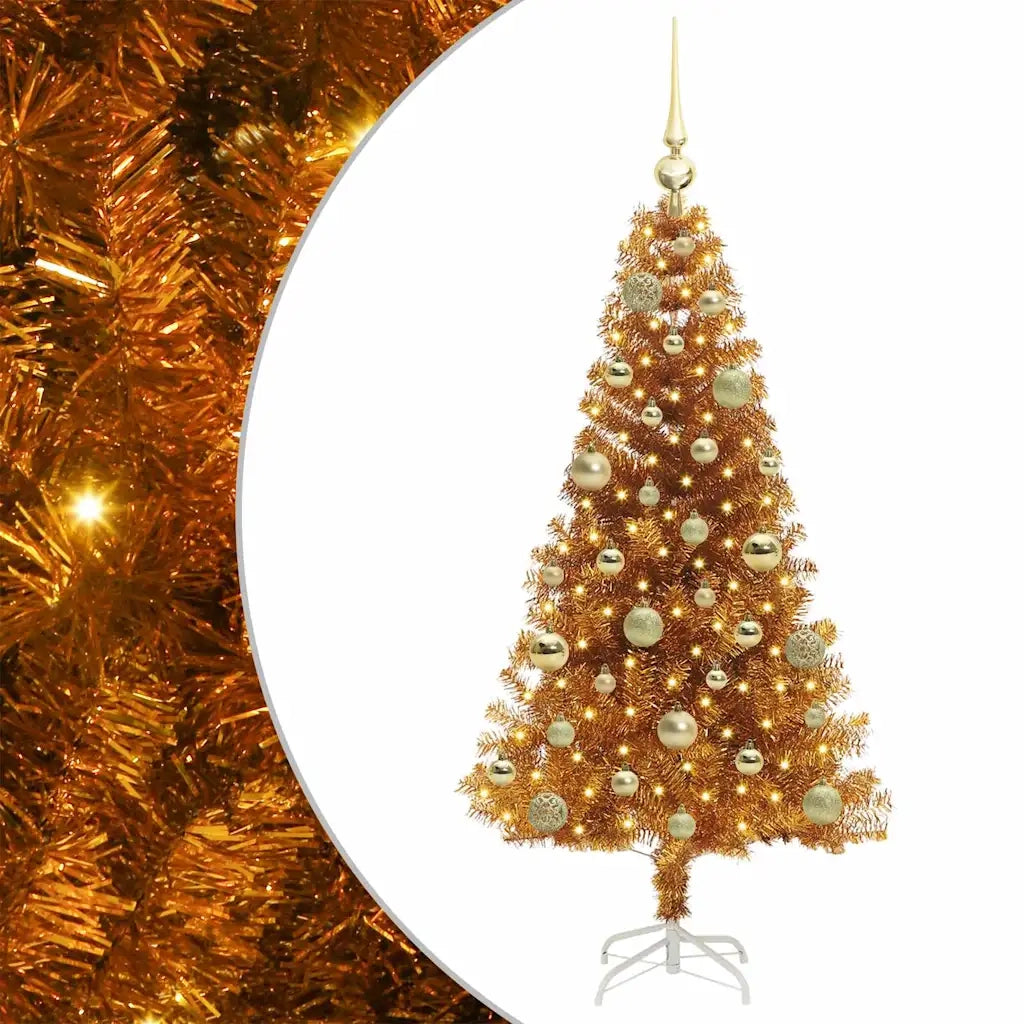 Albero di Natale con 150 LED con supporto Oro 120 cm PET 3396607