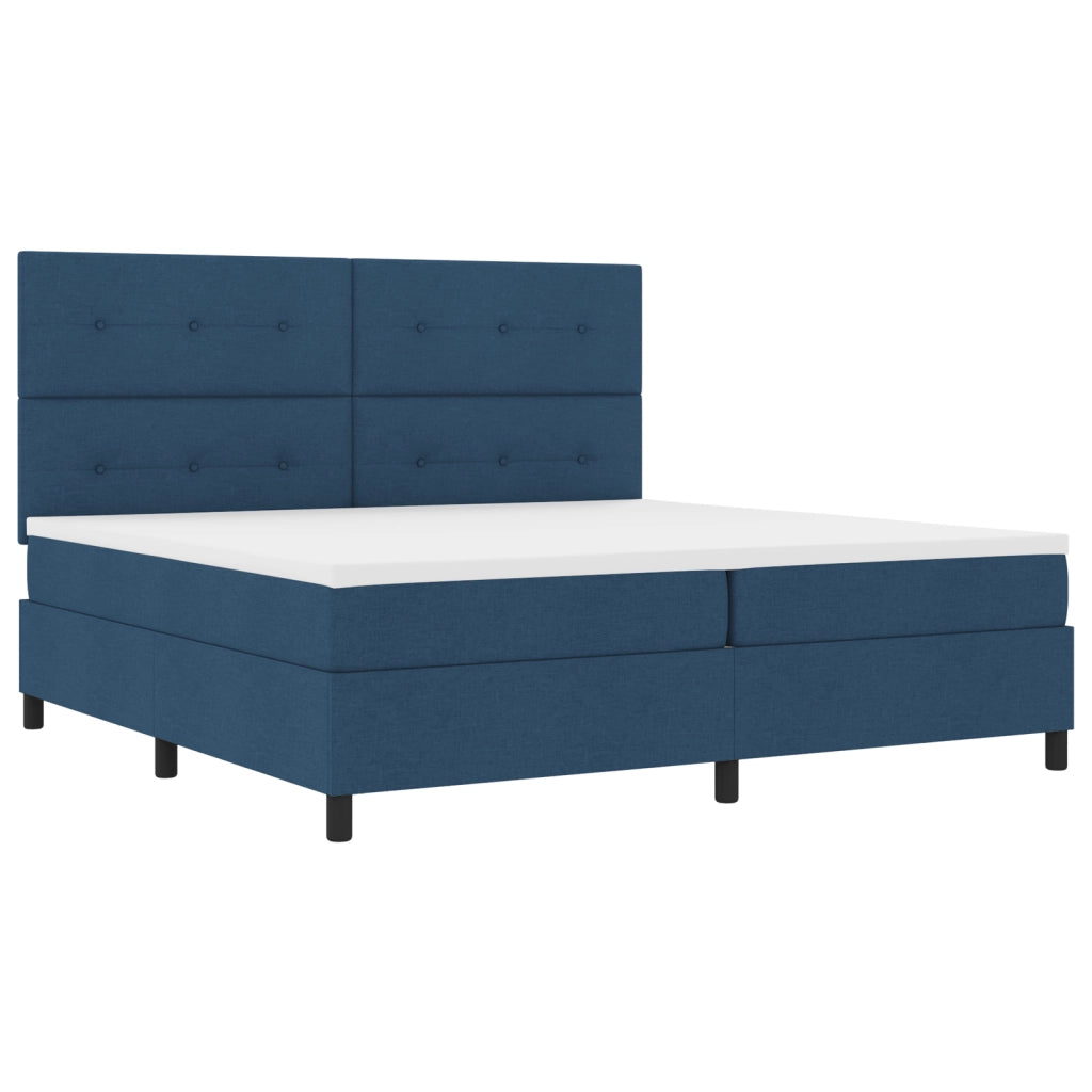 Letto con Box Spring Blu 200x200 cm Tessuto