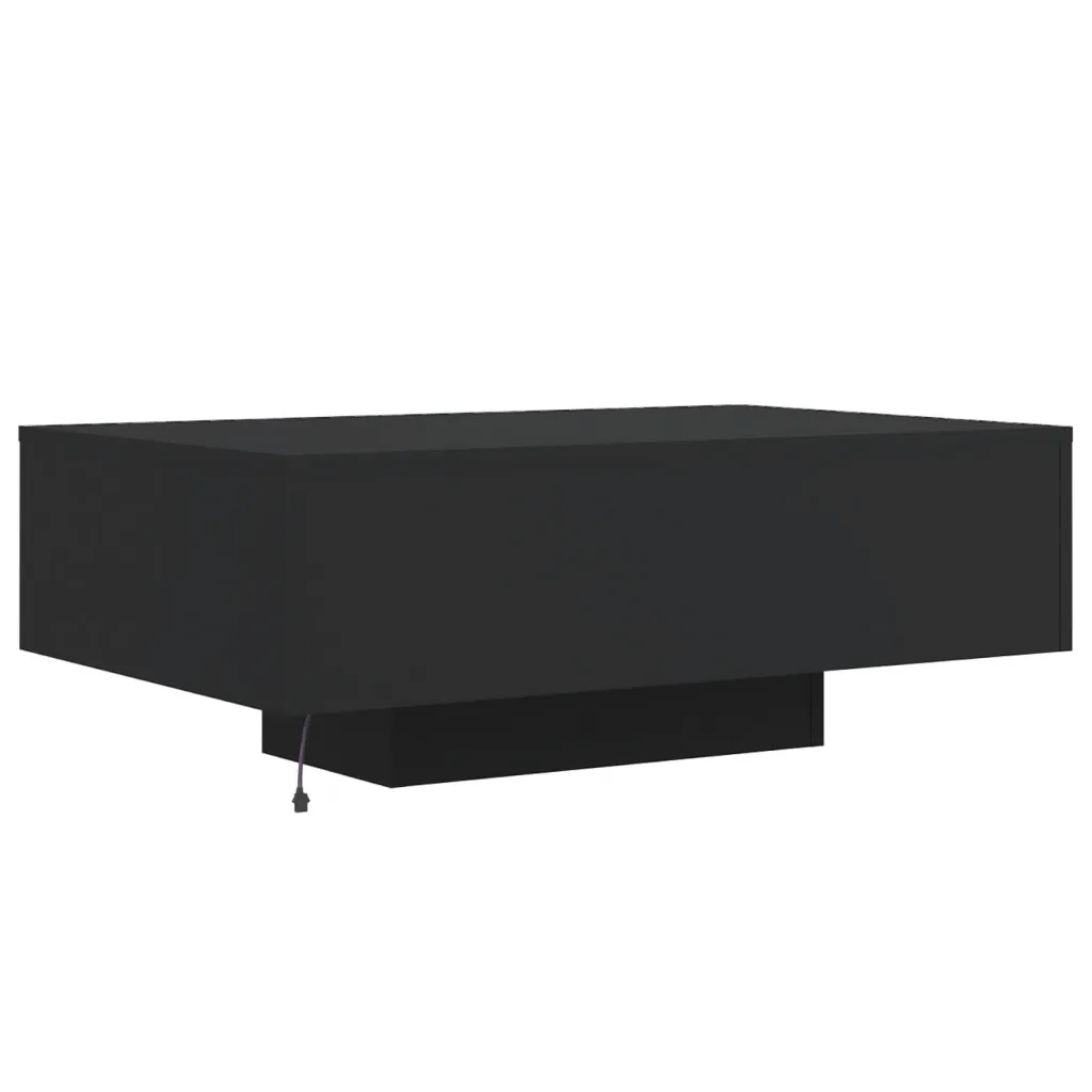 Tavolino da Soggiorno con Luci LED-Tavolino da Salotto-Tavolo Nero 85x55x31 cm