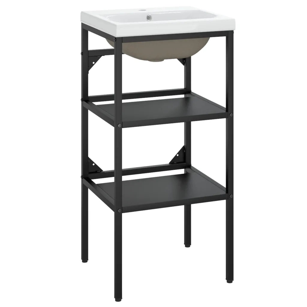 Telaio per Lavabo da Bagno con Lavabo Integrato Nero in Ferro CFW6786400
