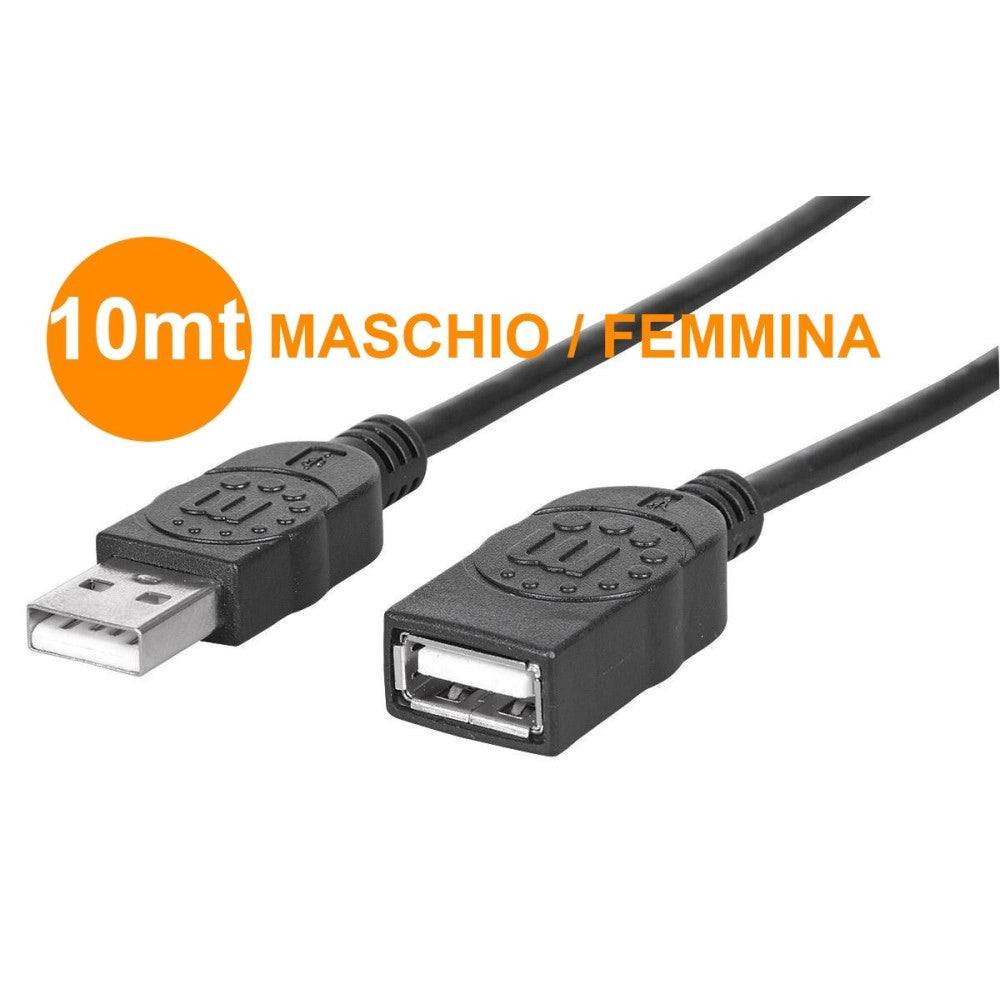 Trade Shop - Cavo Usb Prolunga 10 Metri 10m Maschio / Femmina Estensione 10 Mt Pc Desktop -