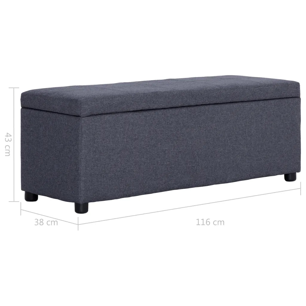 Panca con Vano Portaoggetti 116 cm Grigio Scuro in Poliestere cod mxl 72369