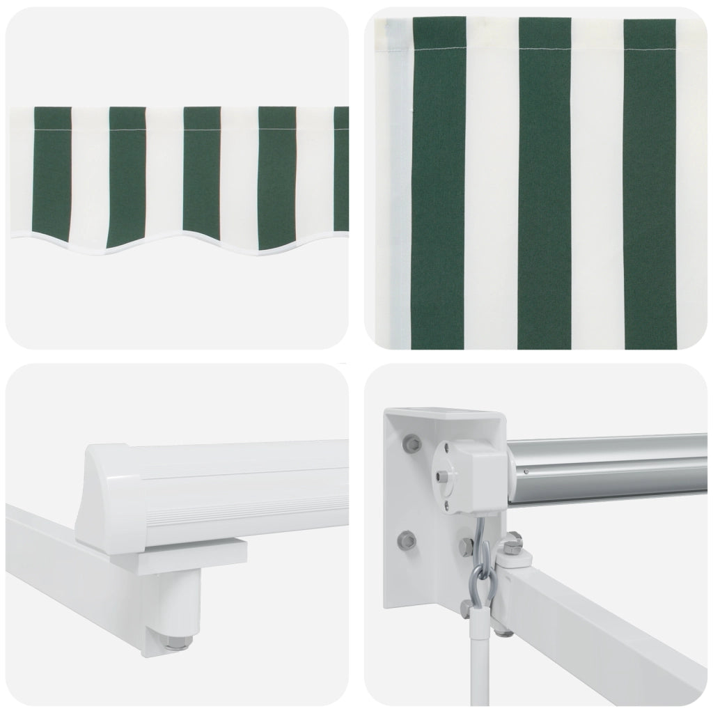 Tenda Retrattile Manuale  Verde e Bianco 450x300 cm