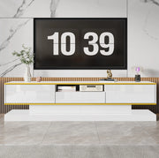 Mobile TV bianco lucido con LED RGB, 3 cassetti, 180 cm