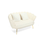 Divano 2 posti Shelly Boucle' Panna/Cromo Oro con 2Cuscini