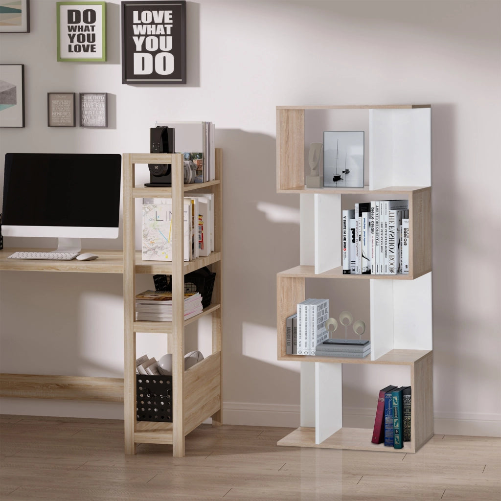 Libreria di Design Scaffale Ufficio Legno Moderna 4 Ripiani 60¡Á24¡Á148cm