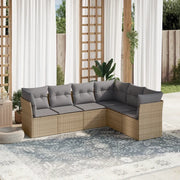 Set Divano da Giardino 6 pz con Cuscini Beige in Polyrattan 3217679