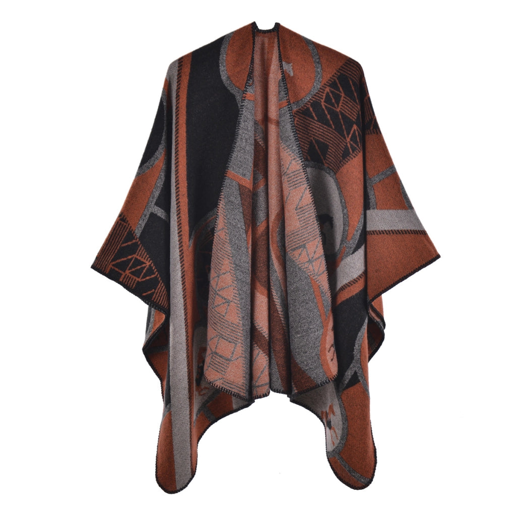 Mantella da donna in cashmere spesso con spacco