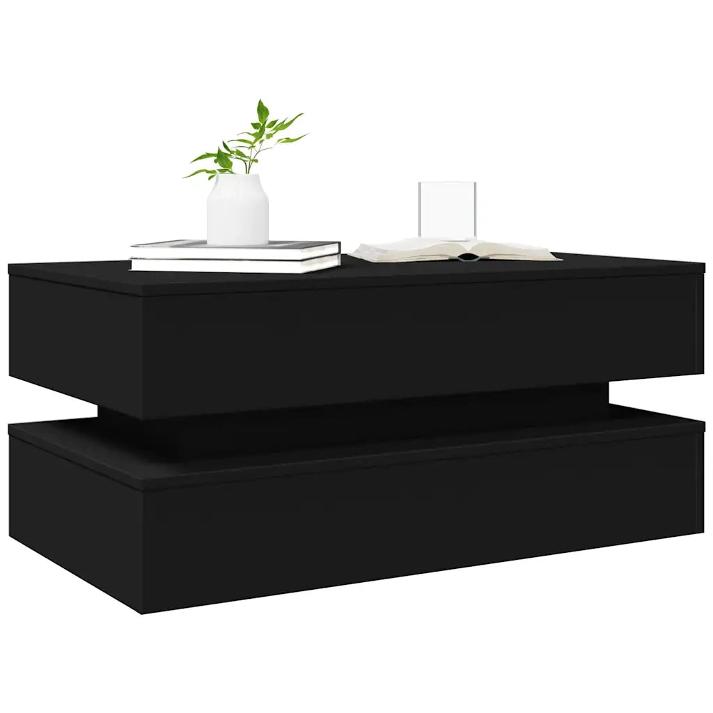 Tavolino da Soggiorno-Tavolino da Salotto con Luci LED Nero 90x50x40 cm 295101