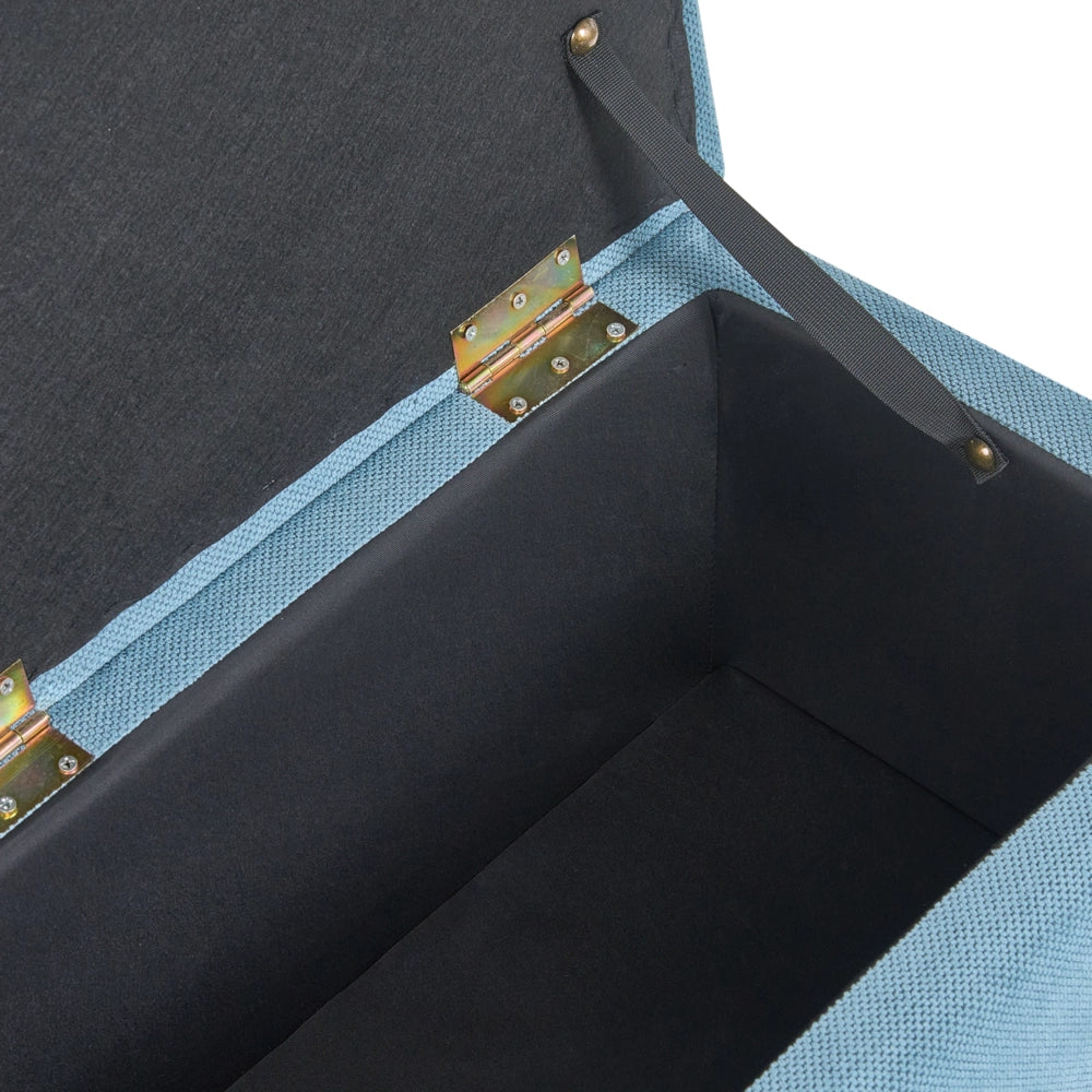 Ottomana blu 100 x 42 x 40 cm in tessuto poliestere Poggiapiedi imbottito Soggiorno Stile Moderno