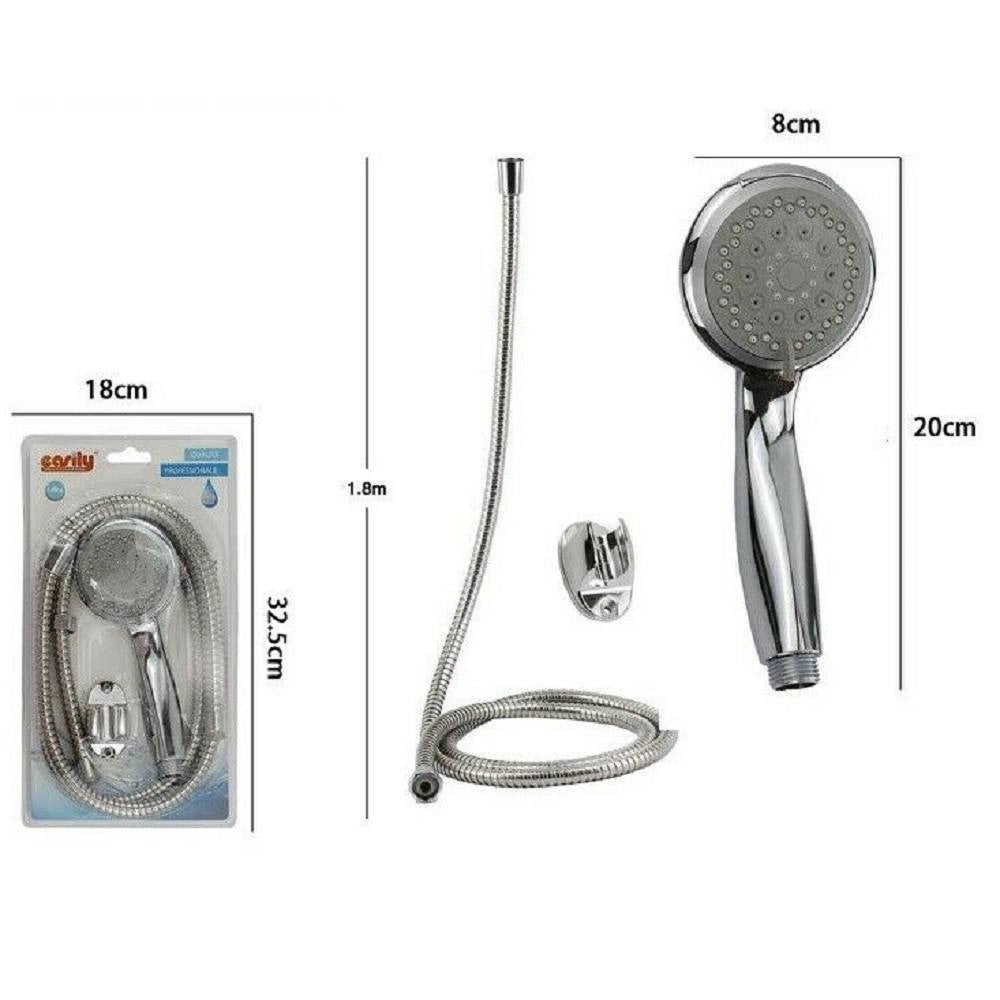 Trade Shop - Kit Doccetta Doccino Soffione Bagno Doccia Tondo Laccio 1,8 Metri Staffa 69344 -