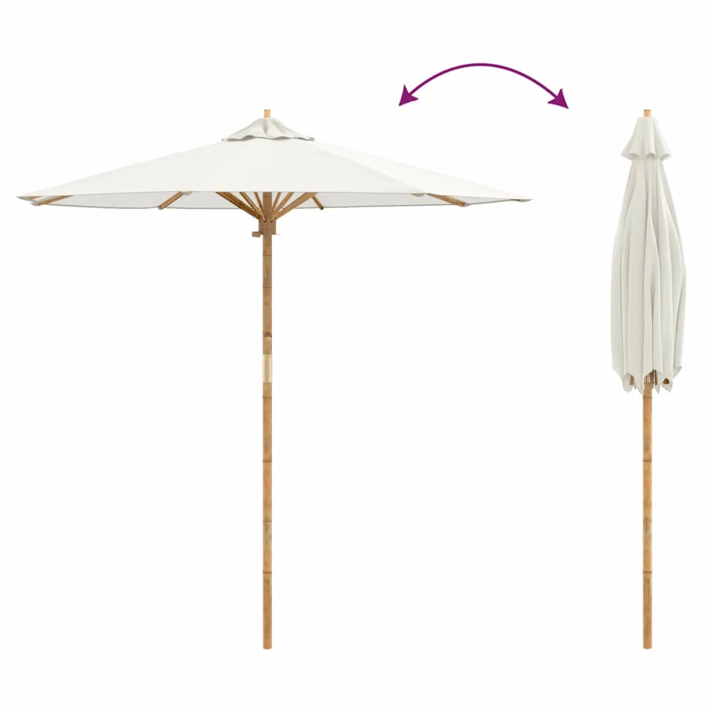 Ombrello da giardino-Ombrellone da spiaggia Bianco Crema ? 217 x 230 cm Bamb¨´