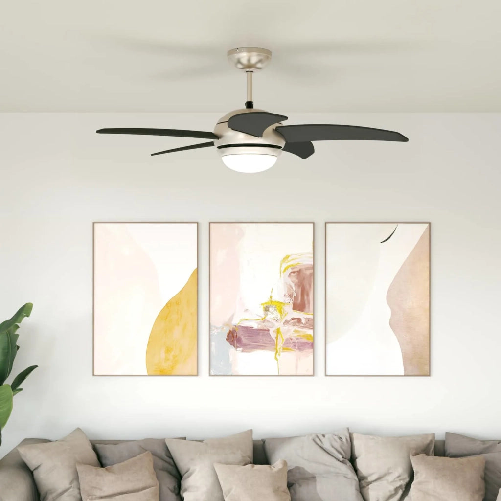Ventilatore da soffitto con luce e telecomando Ø 110 cm Nero 42035654