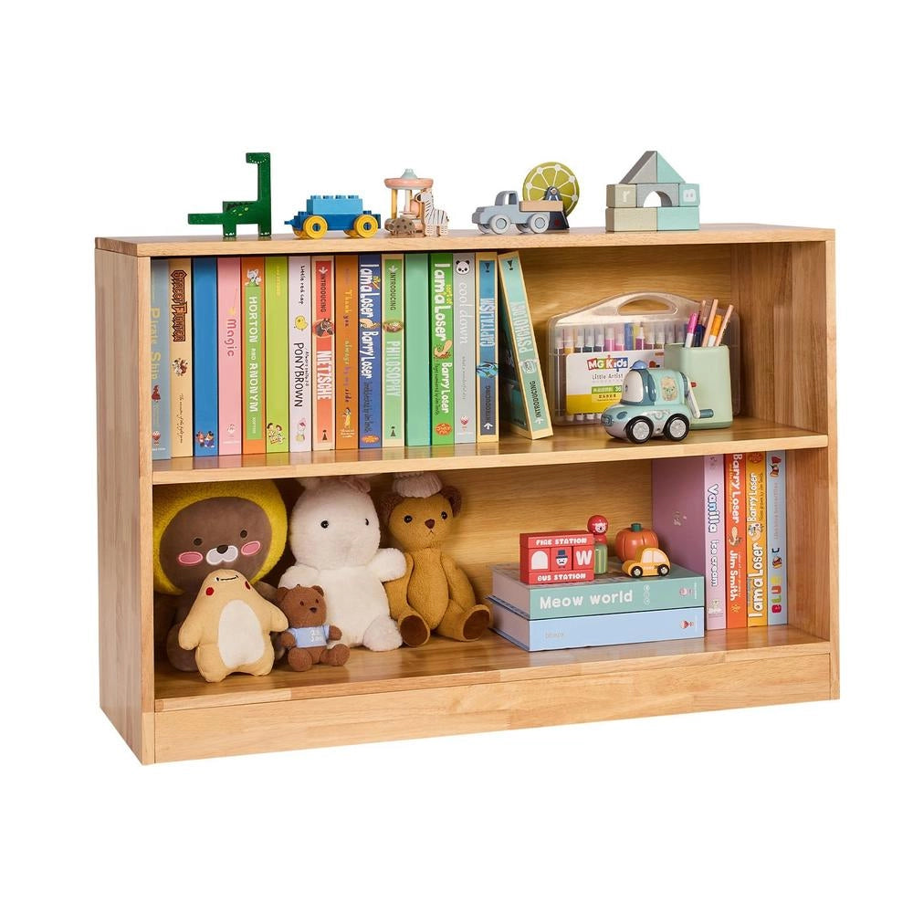 Mobiletto Stoccaggio Giocattoli Bambini 2 Ripiani 2 Scomparti Scaffale Camera da Letto Marrone
