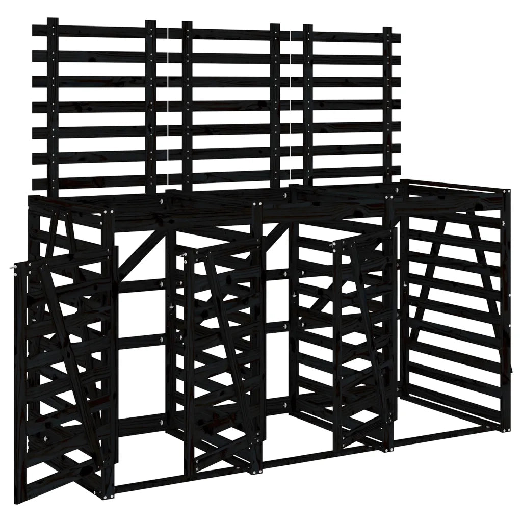 Copribidone Triplo Nero in Legno Massello di Pino 3157695