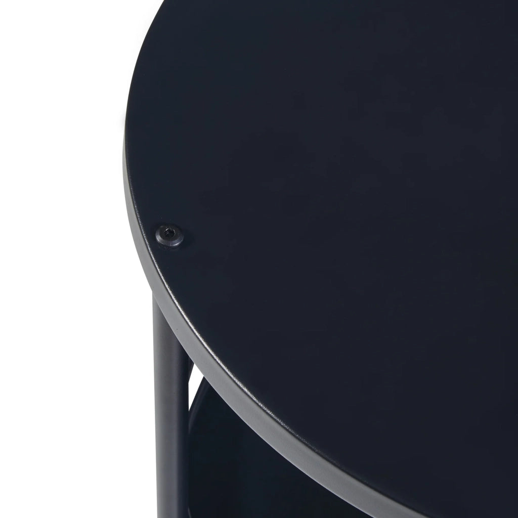 Carrello di servizio mobile contenitore per cucina/soggiorno con 3 ripiani rotondi 75 x 45 cm metallo nero 03_0009227