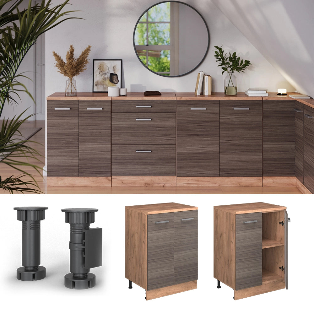 Mobile per mansarda Rion Grigio nobile/Rovere dorato 60 x 83.8 cm senza inclinazione con 2 ante Vicco