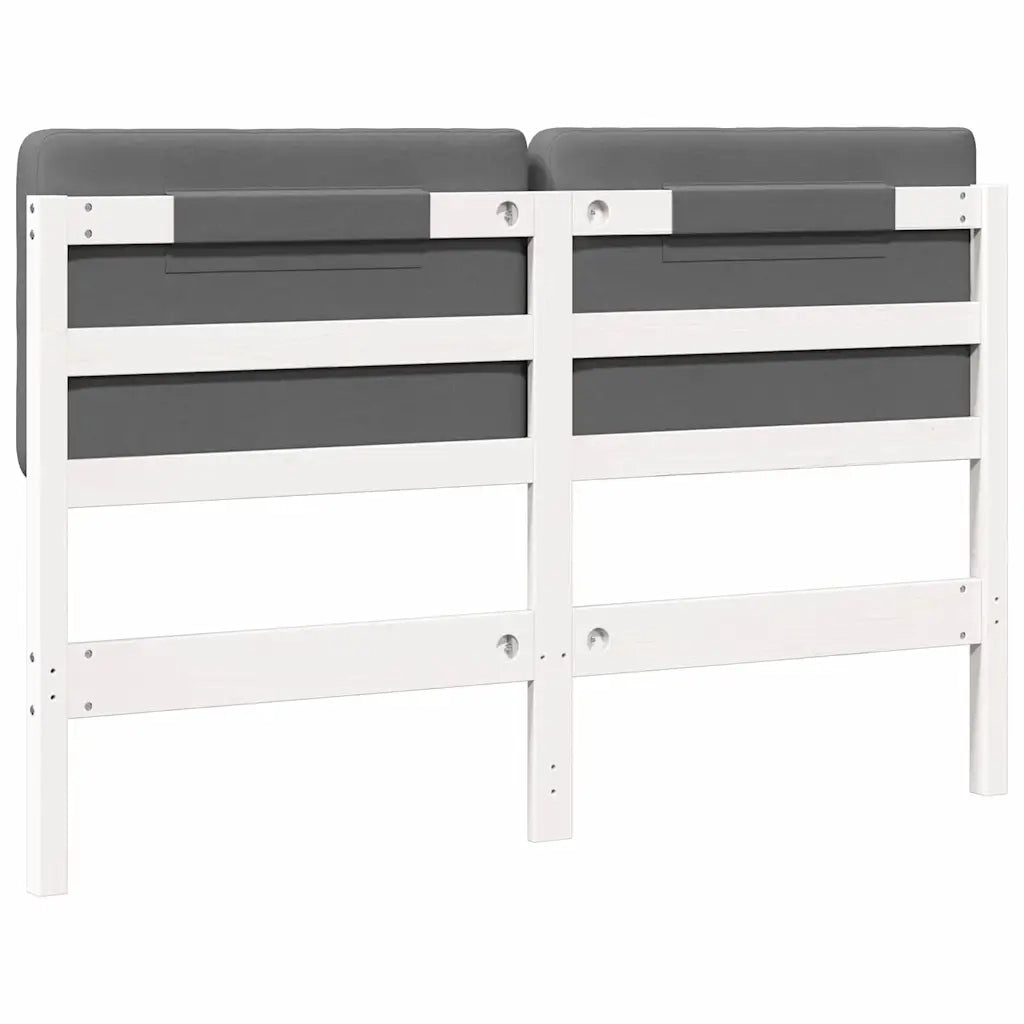 Testiera imbottita Bianco e grigio chiaro 135 cm Pino massello