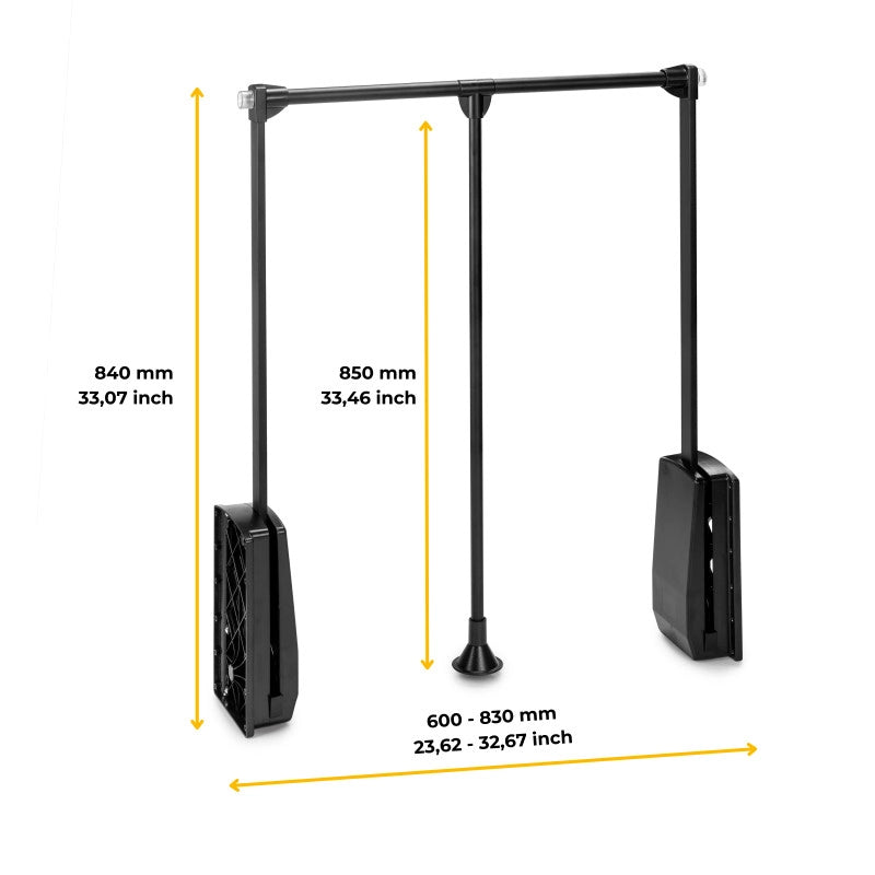 Appendiabiti per armadio Hang, larghezza regolabile 450-600 mm, Acciaio e Tecnoplastica, Cromato lucido