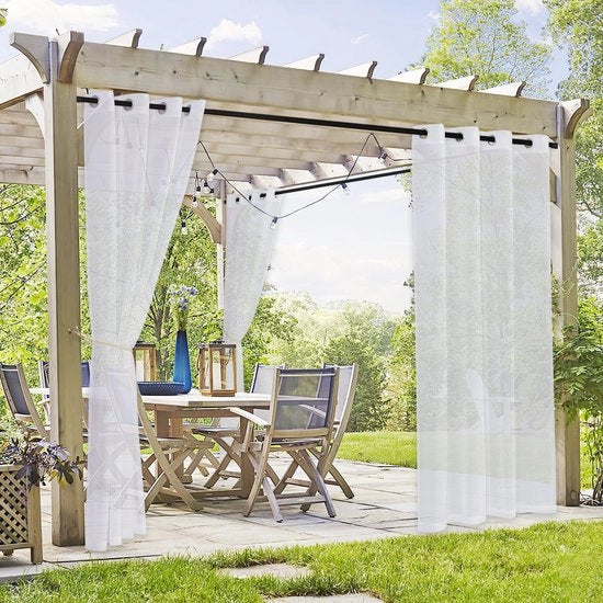 Sostituti di vetro per esterni acqua resistenti - filtro semitrasparente della luce - 2 pannelli - 137 cm di larghezza - 243 cm di altezza - occhielli metallici - tende per giardino