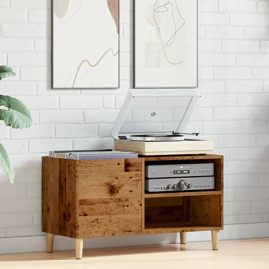 vidaXL Mobile Porta Dischi Legno Antico 84,5x38x48cm Legno Multistrato