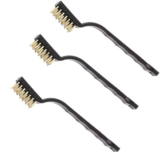 Set di Spazzole a Filo 3 Pezzi - Spazzola a Filo in Ottone/Rosa - Spazzola a Filo Mini - Manico Ergonomico - Acciaio Inossidabile - Materiale Duraturo - Set di Spazzole