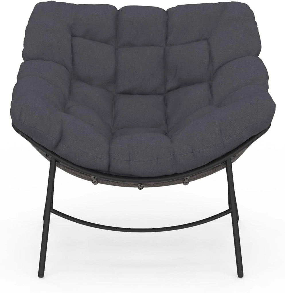 LOA reclinabile da Giardino con Effetto Rattan Grigio e Cuscino Grigio