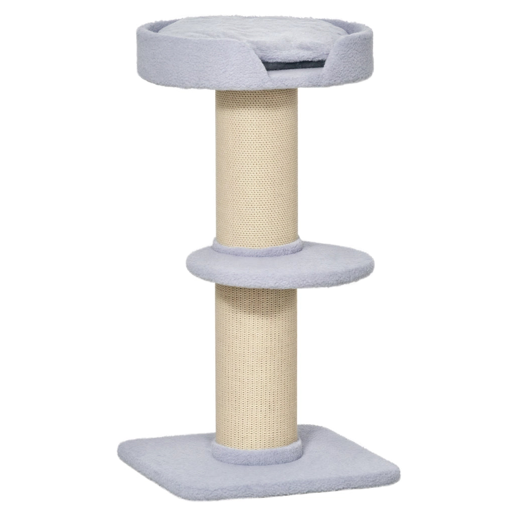 Lettino per Gatti con Tiragraffi in Sisal e Rivestimento Peluche ¨C Zephmum ¨C 45x45x91cm Azzurro
