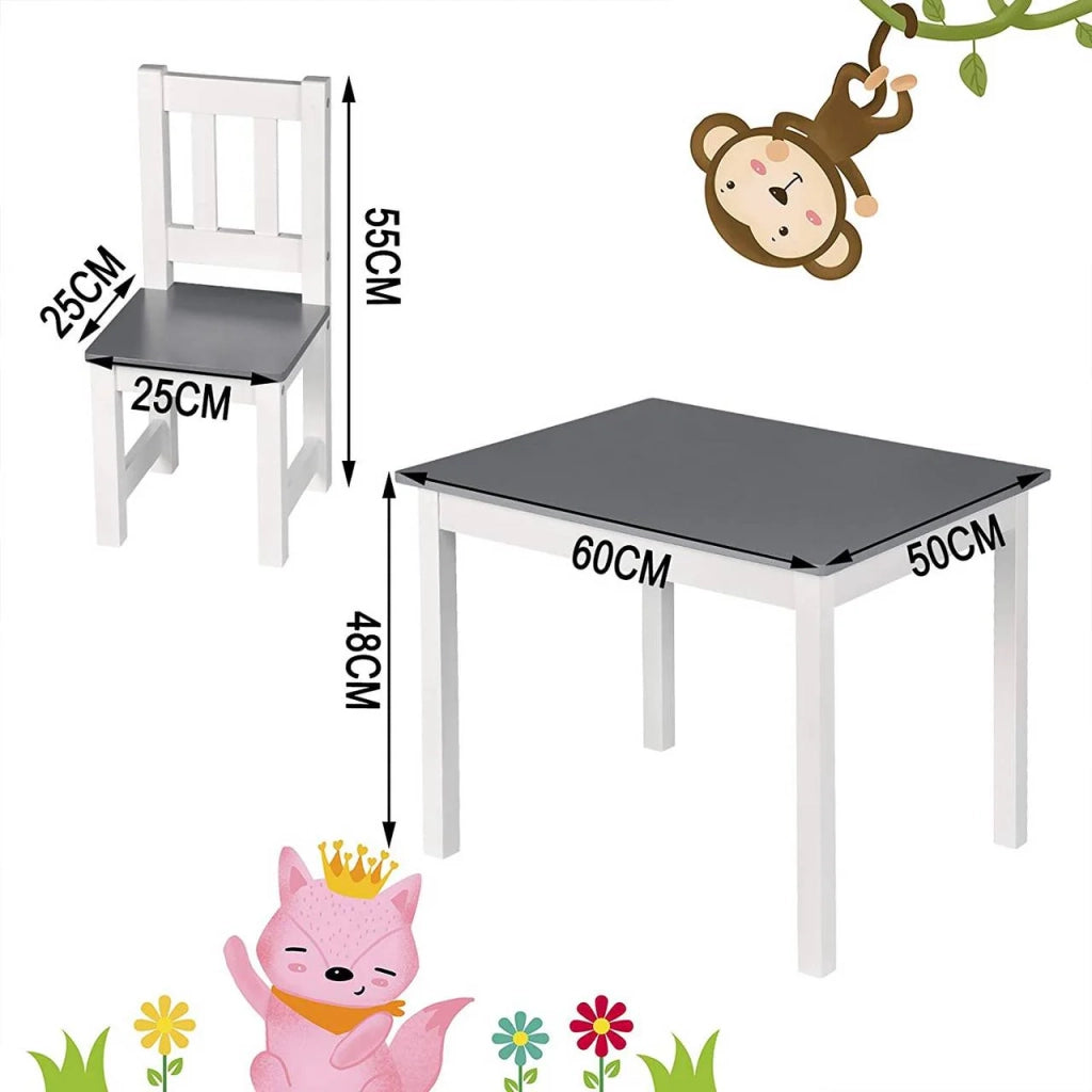 Tavolo per bambini con 2 sedie bianco-grigio 19_0000199