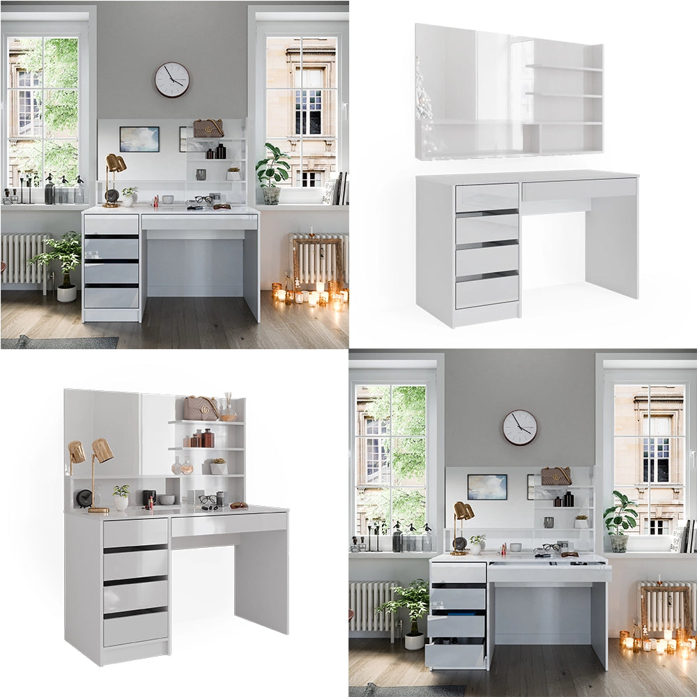 Vicco Tavolo da toeletta Bianco 120 cm con specchio