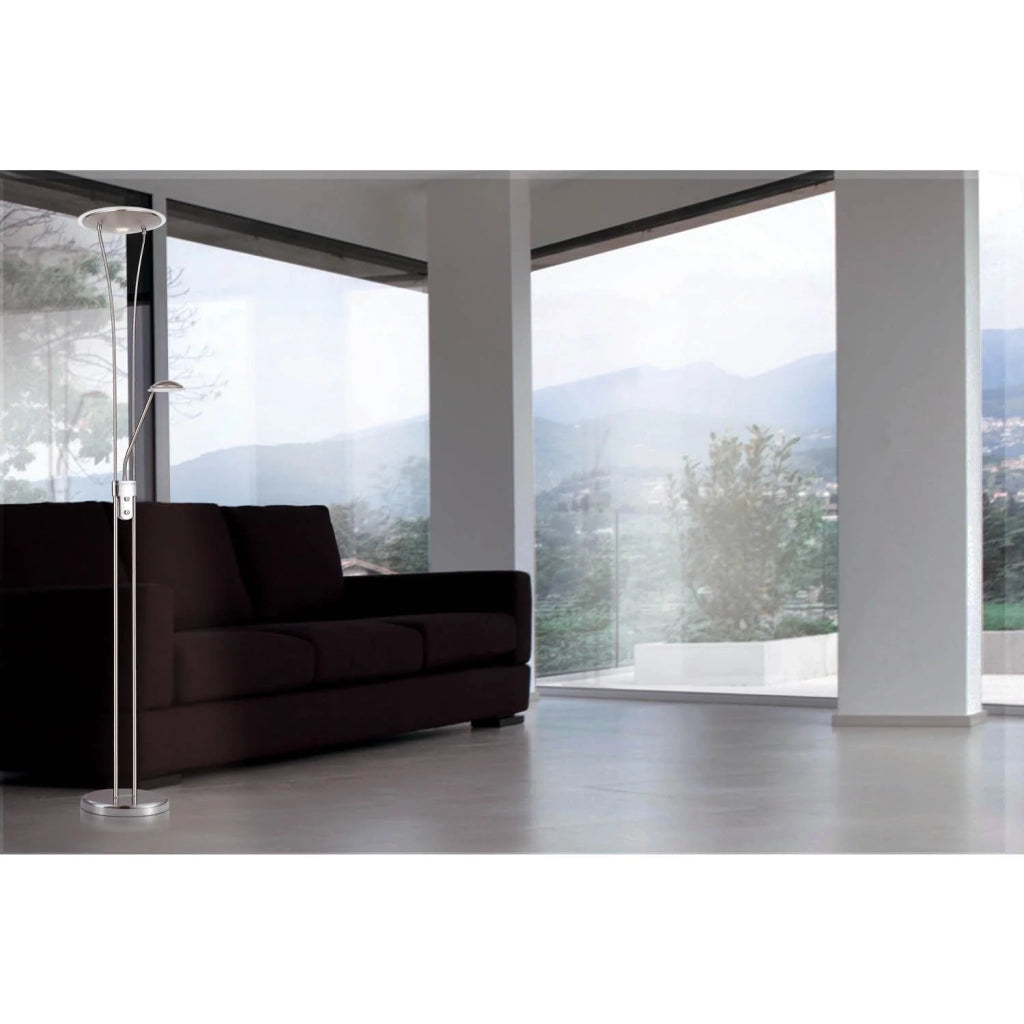 LÚZETE - LAMPADA DA TERRA LED ARTEMIS 29W NICKEL SATINATO