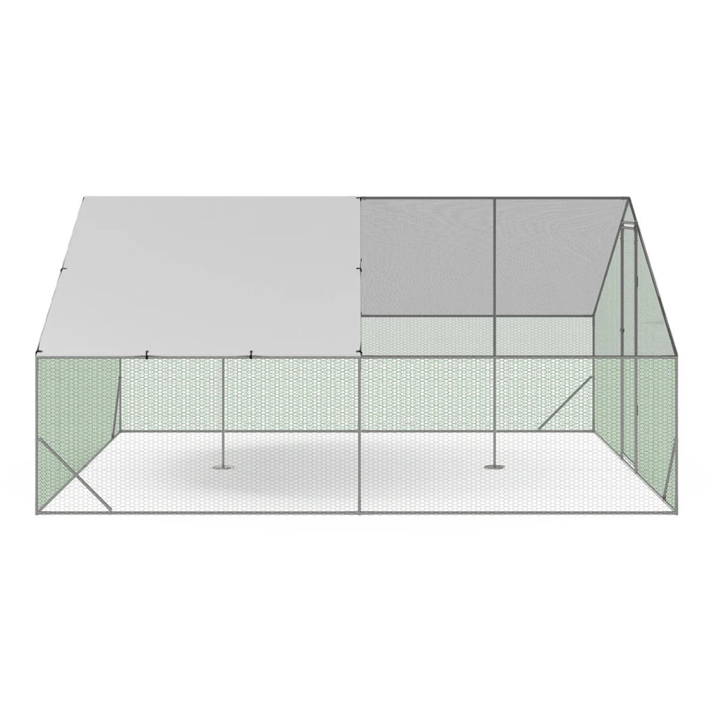 IDMarket - 16 m² di pollaio con recinto in rete d'acciaio zincato 4x4 M